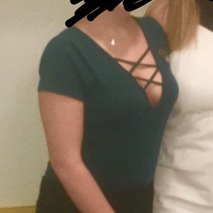 Green cross neck bodysuit